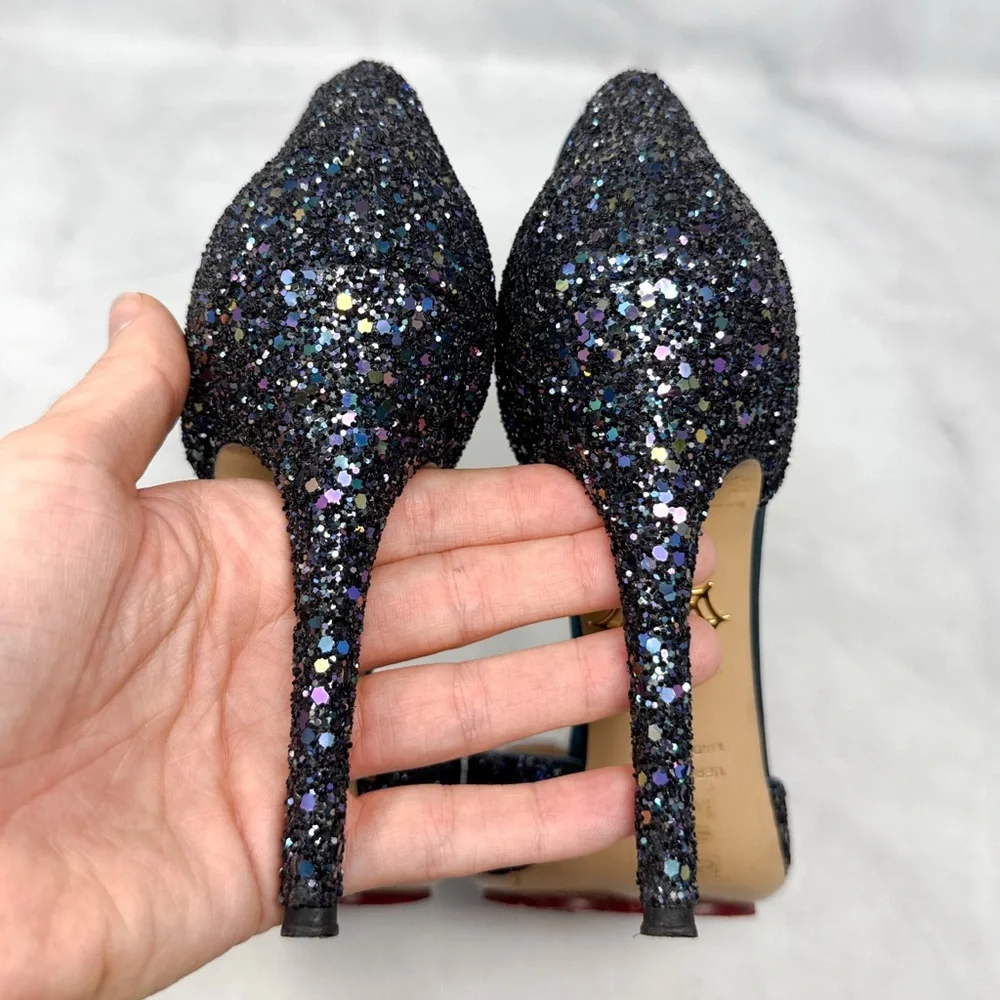 Charlotte Olympia Twilight Princess Glitter Star Ankle Strap Pointed Toe Heels - Picture 11 of 16